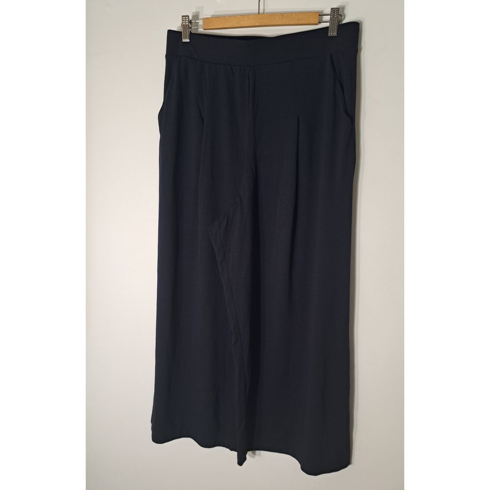 Uniqlo womens xl SOFT STRETCH hi rise wide leg navy blue pants